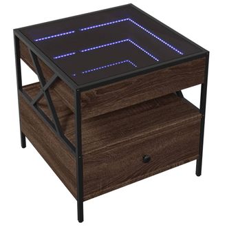Berkfield Home Decorative Coffee Table with Infinity LED Brown Oak 50x50x51 cm | Size: 50 x 50 x 51 cm