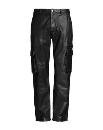 8 by YOOX LEATHER STRAIGHT LEG CARGO PANTS