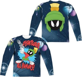 Gildan Looney Tunes Disintergrate (Front/Back Print) Long Sleeve Adult Poly Crew Tee / T-Shirt