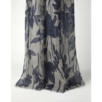 Brunello Cucinelli Womens Blue Floral Linen Scarf