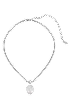 Ettika Cultured Baroque Pearl Pendant Necklace in Silver at Nordstrom