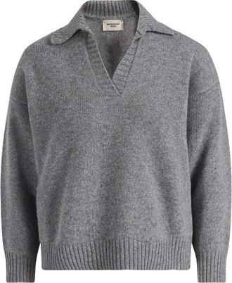 Max Mara Lange gebreide trui - Dames - V-hals truien - Grijs - M - Truien & Vesten