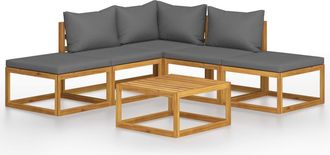 vidaXL Juego Muebles De Jard&iacute;n Y Cojines 6 Piezas Madera Maciza Acacia Vidaxl