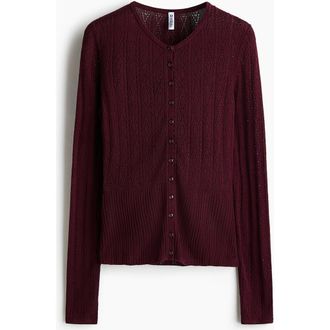H&M Pointelle-knit Cardigan in Burgundy at Nordstrom, Size X-Small