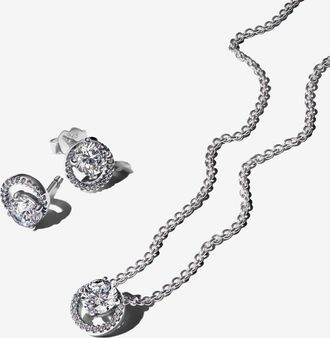 Pandora Sparkling Round Cut Jewelry Set