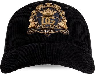Dolce & Gabbana Corduroy Baseball Cap - Heren - Petten - Zwart - 59 CM - Accessoires