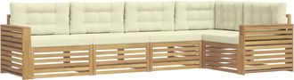 vidaXL Conjunto De Sof&aacute;s De Exterior 5 Uds. Blanco Y Crema Poli&eacute;ster Vidaxl