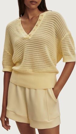 Varley Callie Sheer Knit Cotton Top in Anise Flower at Nordstrom, Size Xx-Small
