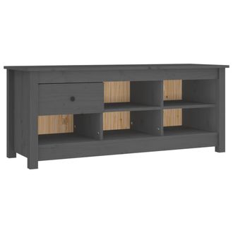vidaXL Vidaxl - Armario Zapatero De Madera Maciza De Pino Gris 110x38x45,5 Cm