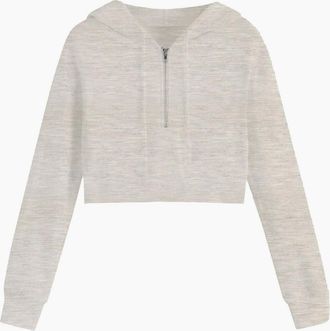 Miso Womens Cropped Hoodie - Cream/Brown - Size: 10