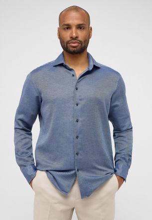 Eterna Langarmhemd ETERNA MODERN FIT, Herren, Gr. 41, Normalgr&ouml;ssen, mittelblau, 59% Baumwolle, 41% Leinen, tailliert, Manschette, Hemden Langarmhemd, EASY I