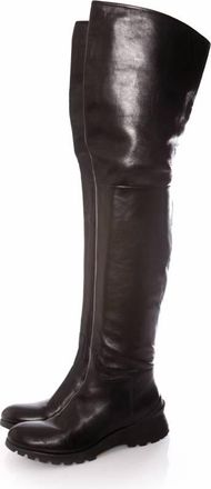 Prada Pre-owned Womens long black leather boots. - Size EU 37