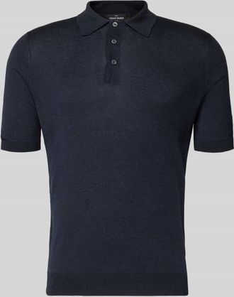 Gran Sasso Slim Fit Poloshirt aus reiner Seide in Marine, Gr&ouml;&szlig;e 48