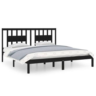 Berkfield Home Bed Frame Black Solid Wood Pine 200x200 cm