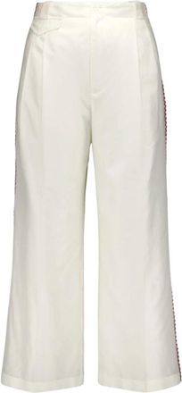 Zeus + Dione Witte Zijden Cropped Broek - Dames - Wijde Broeken - Wit - M - Broeken