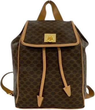 Celine Pre-owned Macadam Triomphe PVC Leren Rugzak - Dames - Vintage Rugzakken - Bruin - ONE Size - Leer - Vintage