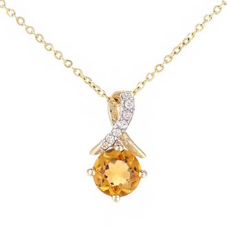 Diamant L'&eacute;ternel Womens 9ct Yellow Gold 0.39ct Citrine and 0.02ct Diamond Pendant - One Size