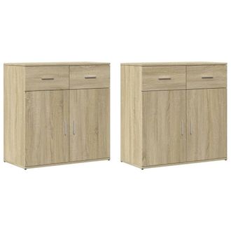 Berkfield Home Sideboards 2 pcs Sonoma Oak 79x38x80 cm Engineered Wood in Light Tan | Size: 79 x 38 x 80 cm