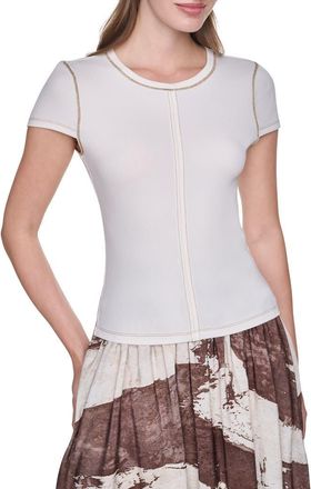 DKNY Short Sleeve Contrast Stitch T-Shirt in Coconut/Dune at Nordstrom Rack, Size X-Large