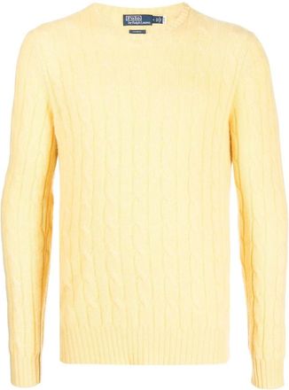Polo Ralph Lauren crew-neck cable-knit jumper - men - Cashmere - L - Yellow
