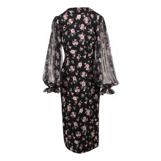Dolce & Gabbana Floral Print Charmeuse Dress - female - Dolce & Gabbana - Midi Dresses - Multicolor - M - Dresses