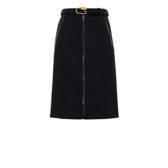 Gucci Midi-rok met afneembare riem - Dames - Rokken - Zwart - Maat: S Wol