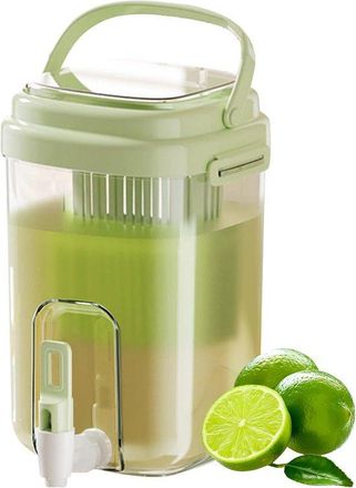 OEM Botella De Agua Fr&iacute;a Con Boquilla E Infusor De Frutas, Nevera Port&aacute;til De 2 Litros Sin Bpa Para Bebidas, Con Asa, T&eacute;s, Limonadas, Port&aacute;til, Verde