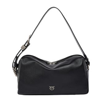 Pinko Bauletto Trittico Sheep Big - Dames - Schoudertassen - Zwart - ONE Size - Katoen - Tassen