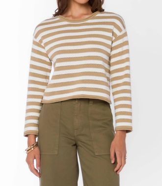 Velvet Heart Janae Striped Sweater In Iced Latte Optic White Stripe