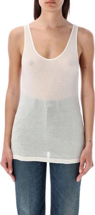 Saint Laurent Off White White Logo Tank Top With