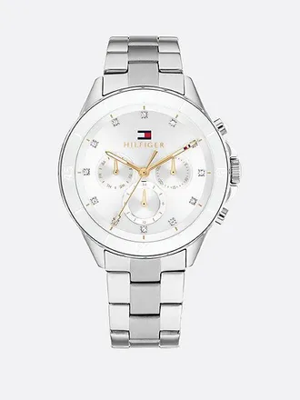 Tommy Hilfiger Reloj de acero inoxidable con esfera blanca