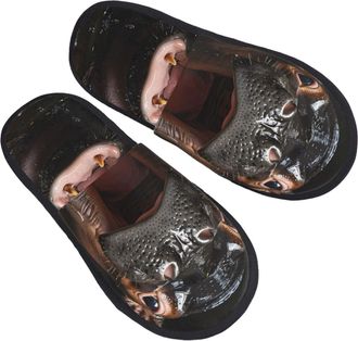 Generic House Slipper Playful Baby Hippo Splash Print Fluffy Home Slippers Lightweight Breathable Womens Slippers Bedroom Family L
