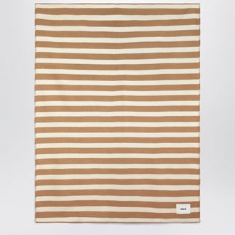 Tekla Ivory and beige striped wool blanket 130x180
