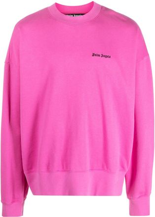 Palm Angels logo-embroidered cotton sweatshirt - men - Cotton/Polyester - S - Pink