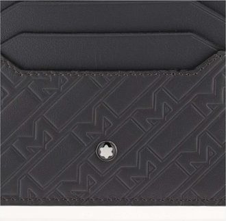 Montblanc Mens 6 Compartment Card Holder Grey Leather Accessory