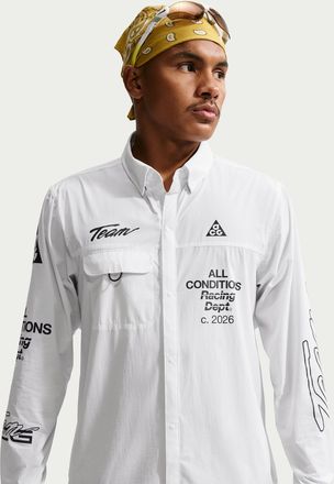 Nike Mens Nike ACG Aireez UV Protection Button-Up Long-Sleeve Graphic Top in White | IU8150-100