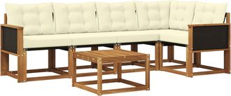 vidaXL Conjunto De Sof&aacute;s De Exterior 6 Uds. Natural Y Crema Vidaxl