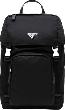 Prada Zaino Rugzak - Heren - Rugzakken - Zwart - ONE Size - Leer - Tassen