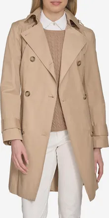 Cole Haan Womens Hooded Trench Coat - Beige Size Medium