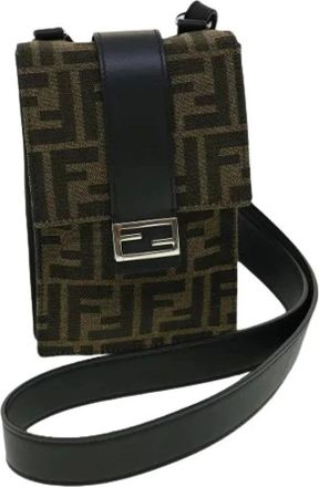 Fendi Pre-owned Cross Body Bags, female, Brown, Size: ONE SIZE Pre-owned Zucca Canvas Shoulder Bag