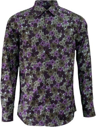 Lords of Harlech Nicoli Button-Up Shirt in Dense Floral Olive at Nordstrom, Size Xx-Large