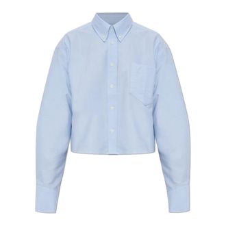 Ami Shirts, female, Blue, Size: S De Coeur Cropped Oversized Shirt