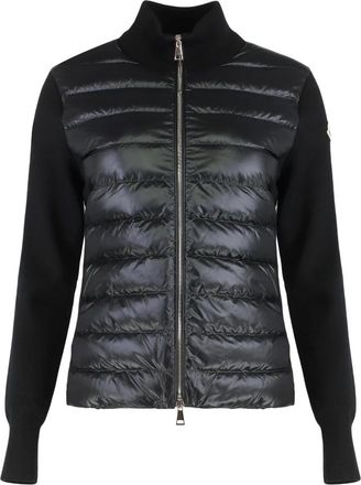 Moncler Down Jackets, female, Black, XL, Cardigan with padded panels