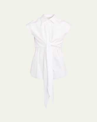 Lafayette 148 New York Tie-Waist Cotton Shirt