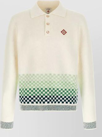 Casablanca checked long-sleeve polo shirt