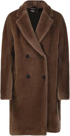 Max Mara Jassen, Dames, Bruin, M, Korte Double Breasted Kameljas