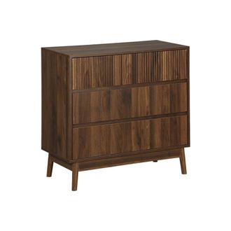 Sweeek C&oacute;moda con efecto madera, 3 cajones, madera oscura