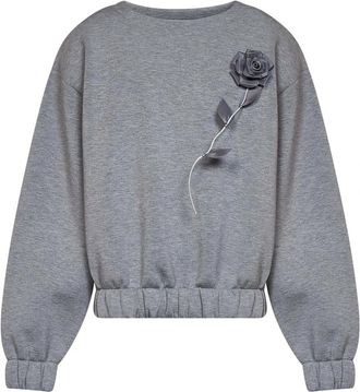 Giuseppe Di Morabito Sweatshirt met roos - Dames - Sweatshirts - Grijs - S - Organza - Hoodies & sweatvesten