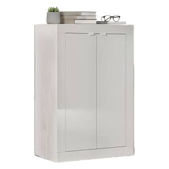 Dmora Dmora - Armario Multiusos 2 Puertas Bienvenu, Muebles Multifuncionales, Zapatero, Armario Para Zapatos, Made In Italy, 78x35 H113 Cm, Blanco