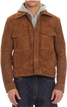 Salvatore Santoro Bruine knoopjas met zakken - Heren - Zomerjassen - Bruin - 2XL - Jassen